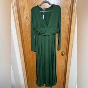Baltic Born Sasha Ruched Forest Green Maxi Dress